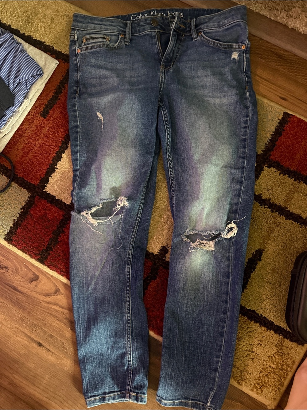 Calvin Klein Distressed Dark Blue Boyfriend Jeans